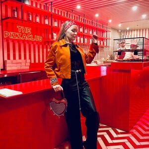 Rare Vintage Versace Women's Bold Orange Bomber Jacket